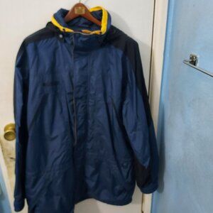 Columbia Sportswear Hooded Jacket, No Liner, Blue/Blk/Yellow, Men's, LT
